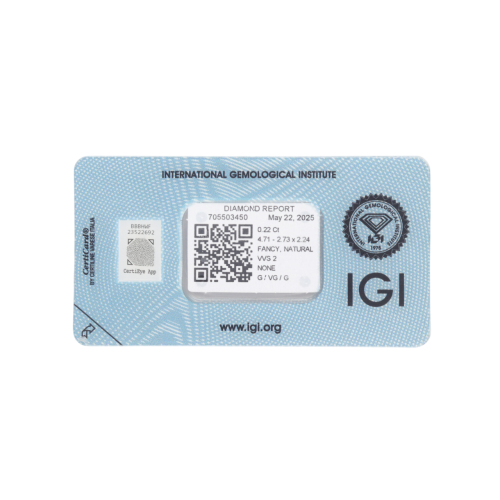 Natural Diamond 0,22 CT / Natural Fancy Intense Yellowish Orange / Pear Modified Brilliant  / VVS2 / G - 24h Shipping!