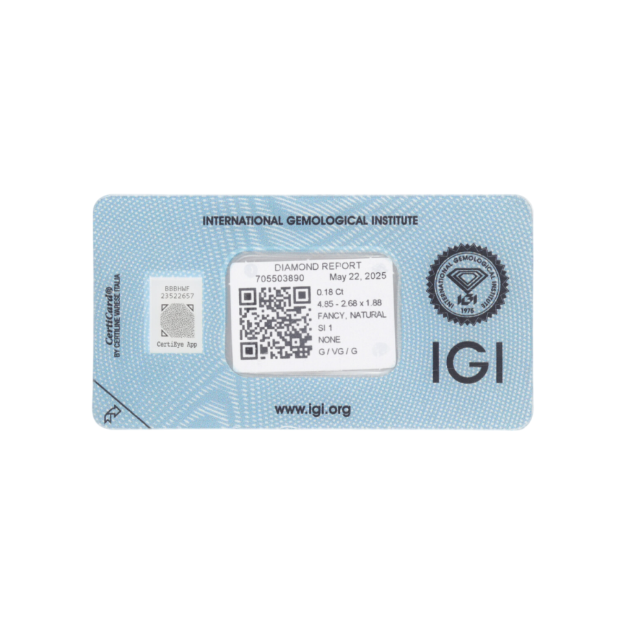 Natural Diamond 0,18 CT / Natural Fancy Intense Yellow Orange / Pear Modified Brilliant / SI1 / G - 24h Shipping!