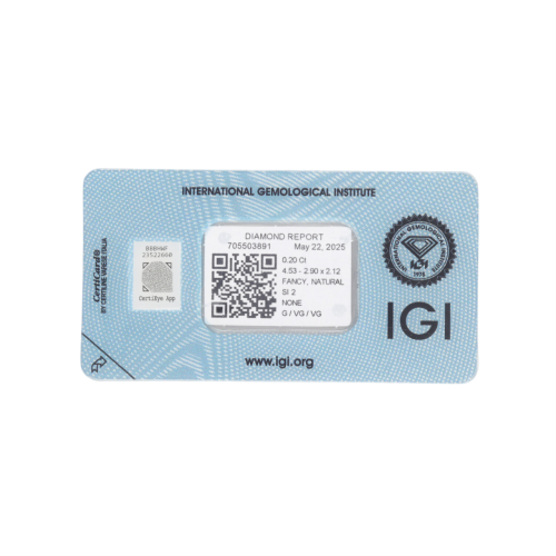 Natural Diamond 0,20 CT / Natural Fancy Intense Yellow Orange / Pear Modified Brilliant / SI2 / G - 24h Shipping!