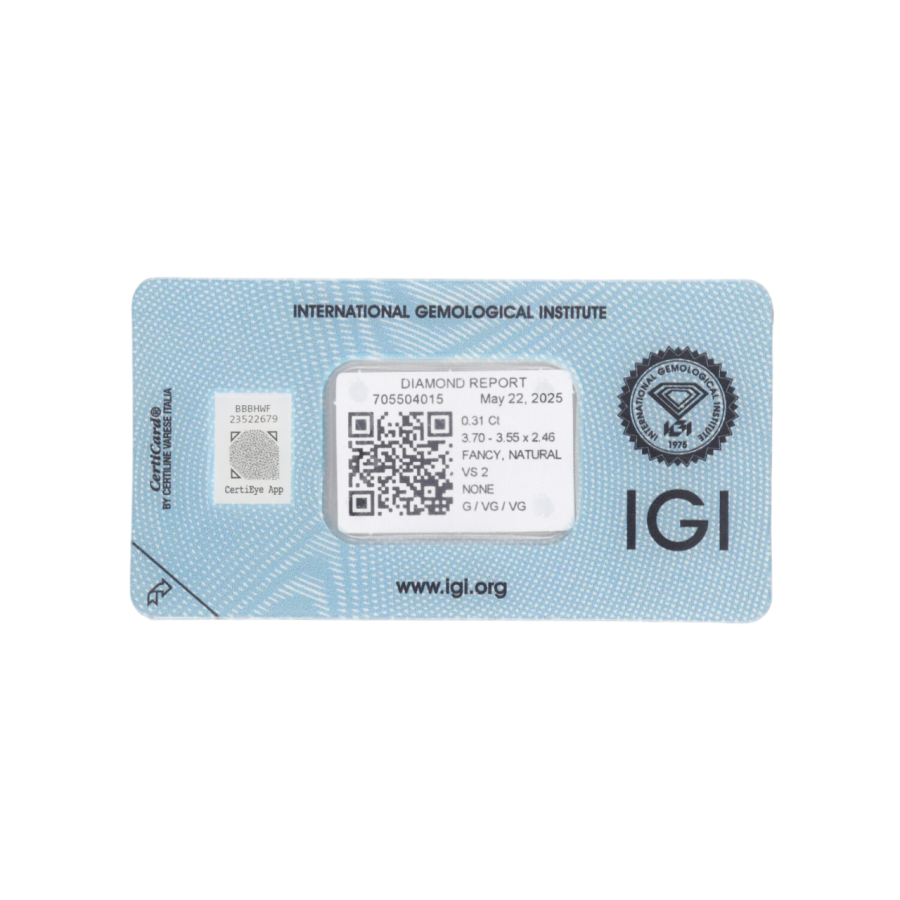 Natural Diamond 0,31 CT / Natural Fancy Intense Yellowish Orange / Square Cushion Modified Brilliant / VS2 / G - 24h Shipping!