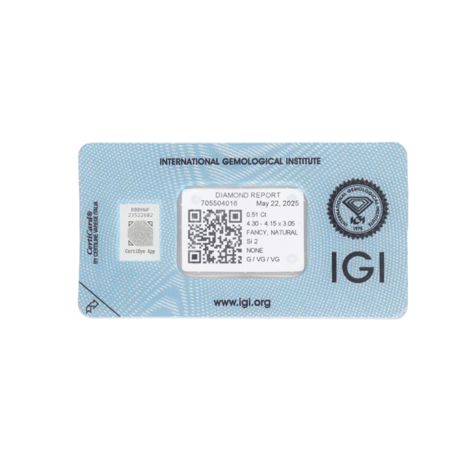 Natural Diamond 0,51 CT / Natural Fancy Deep Yellowish Orange / Cushion Modified Brilliant / SI2 / G - 24h Shipping!