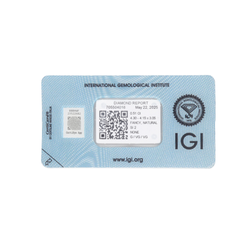 Natural Diamond 0,51 CT / Natural Fancy Deep Yellowish Orange / Cushion Modified Brilliant / SI2 / G - 24h Shipping!