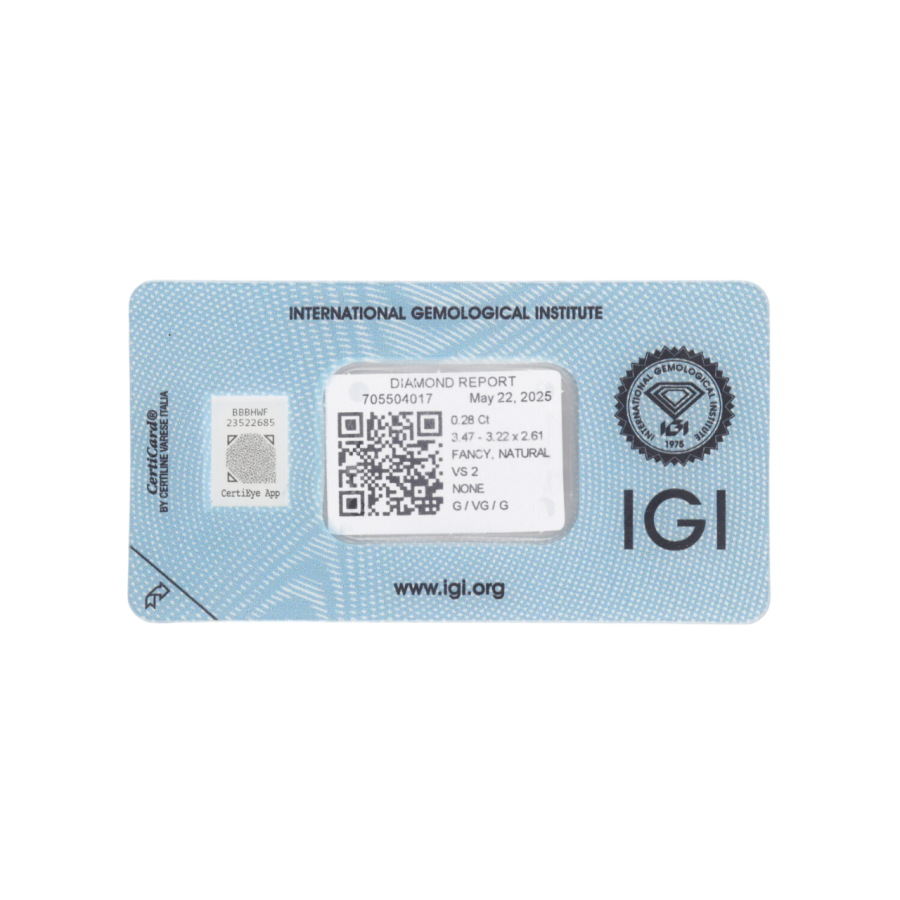 Natural Diamond 0,28 CT / Natural Fancy Deep Yellow Orange / Cushion Modified Brilliant / VS2 / G - 24h Shipping!