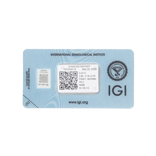 Natural Diamond 0,23 CT / Natural Fancy Intense Yellow Orange / Pear Modified Brilliant / VS2 / G - 24h Shipping!