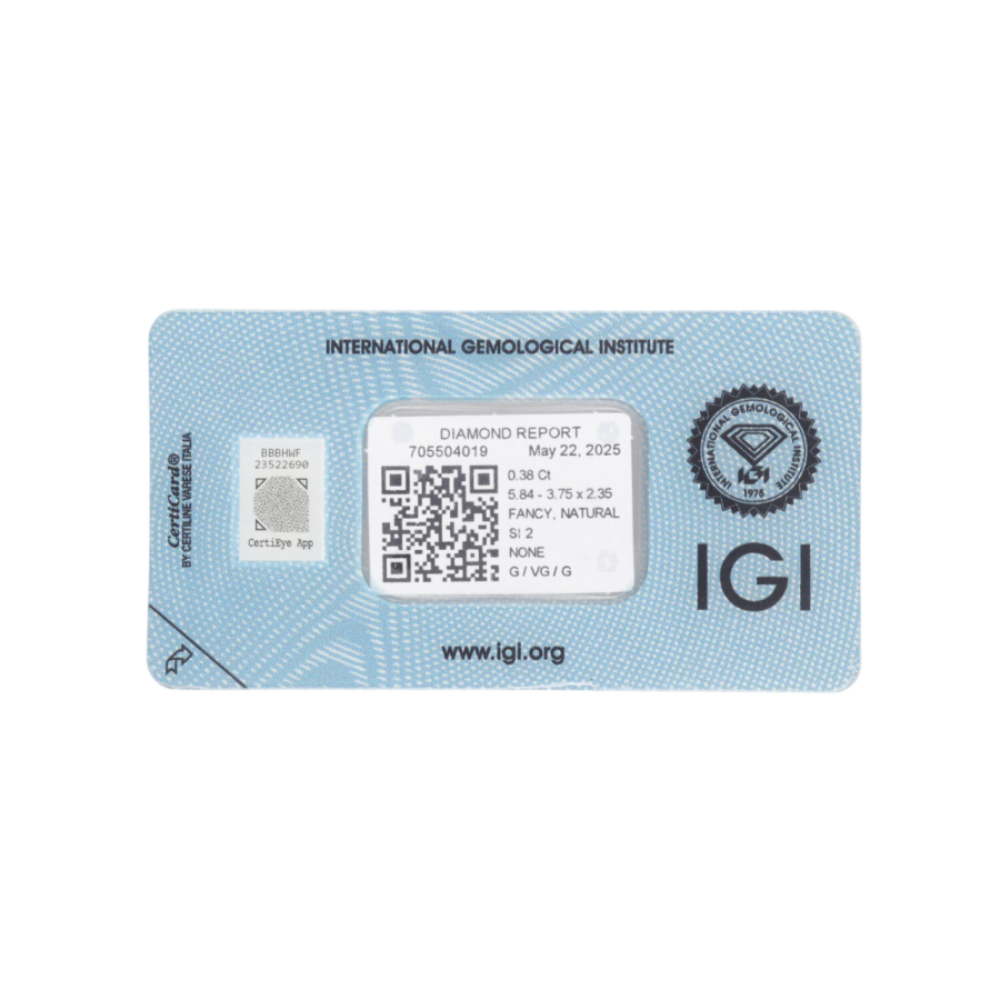 Natural Diamond 0,38 CT / Natural Fancy Deep Yellowish Orange / Pear Modified Brilliant / SI2 / G - 24h Shipping!