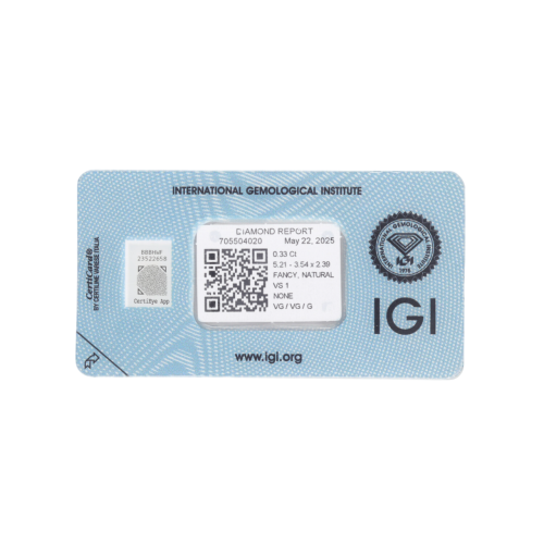 Natural Diamond 0,33 CT / Natural Fancy Intense Yellowish Orange / Pear Brilliant / VS1 / VG - 24h Shipping!