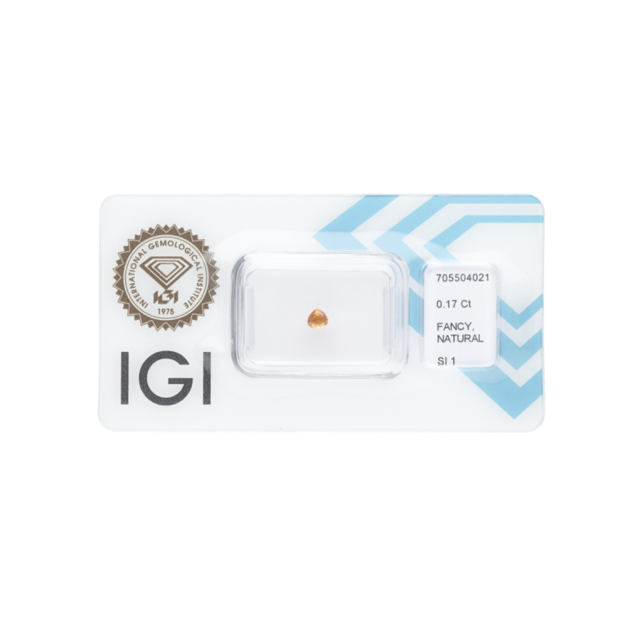 Natural Diamond 0,17 CT / Natural Fancy Intense Yellow Orange / Pear Modified Brilliant / SI1 / G - 24h Shipping!