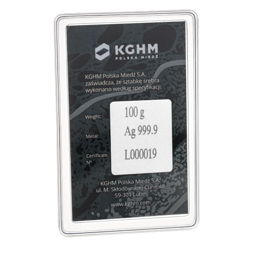 100 gram KGHM Silver Bar - 24h Shipping!
