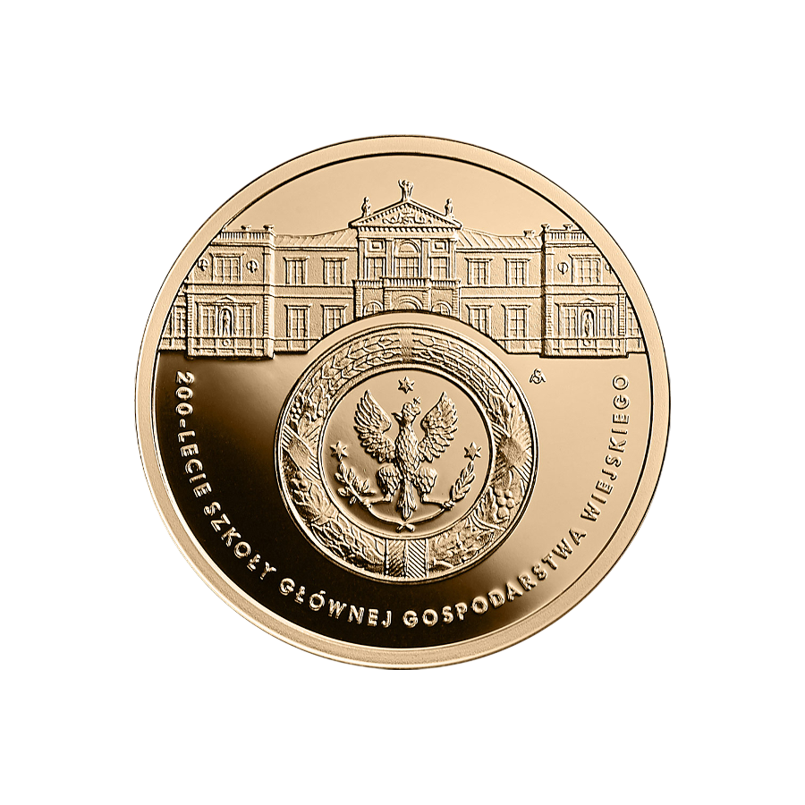 zlota-moneta-200-zl-200-lecie-szkoly-glownej-gospodarstwa-wiejskiego-w-warszawie-2016-rewers