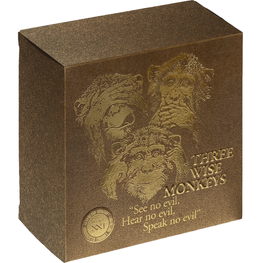 2022 Republic of Ghana 1 oz Silver Antique Three Wise Monkeys - 24h Shipping!