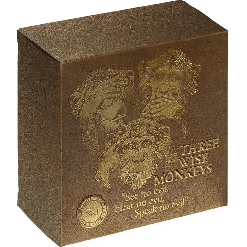 2022 Republic of Ghana 1 oz Silver Antique Three Wise Monkeys - 24h Shipping!